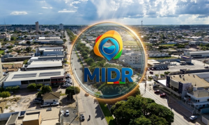 Luís Eduardo Magalhães vista de cima e logotipo do Ministério da Integração; imagem ilustra o reconhecimento do selo 'A' no Índice de Capacidade Municipal em 2026.